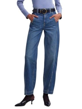 MADEWELL | Tapered Wide Leg Denim Trousers in Medium Wash